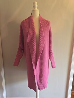 Pink Open-Front Women's Knit Cardigan Sweater